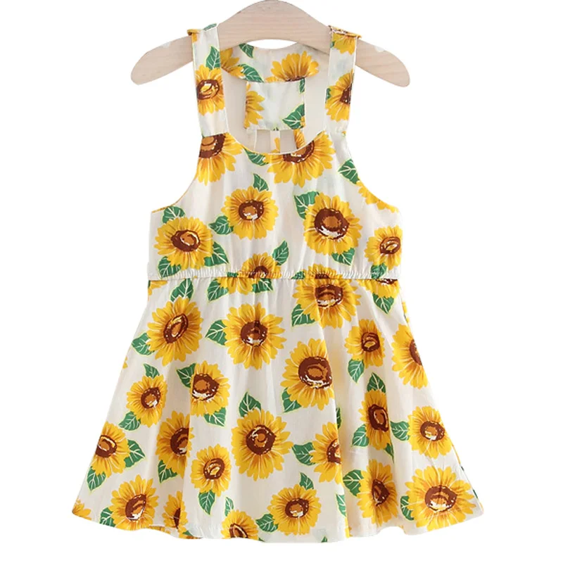 Sunflower Girl Dress Children Kids Summer Trendy Clothes Princess
