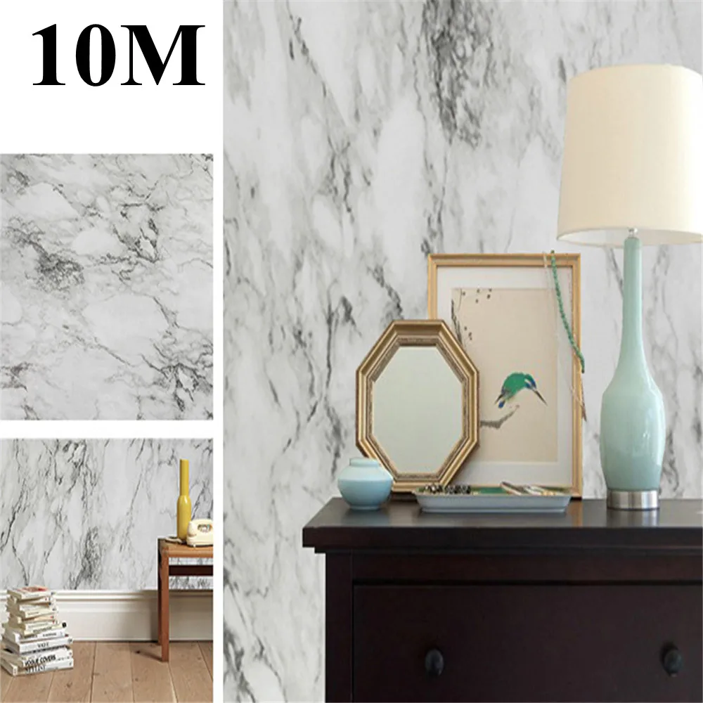 

45CM X 10M Granite Marble Effect Contact Wall Sticker Waterproof Self Adhesive Sticker Paper Roll Simple Style Home Decoration