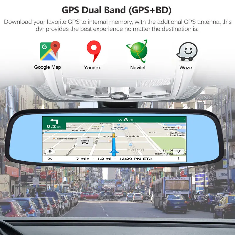  2019 ANSTAR 8'' Rear View Mirror Car DVR 4G Android 2GB+32GB Dash Cam HD 1080P Night Vision Auto Ca