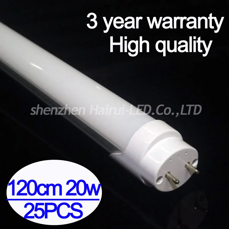 25pcs/lot fedex free shipping 4ft led tube t8 1200mm 20W 85265V CE RoHS with high quality and 3