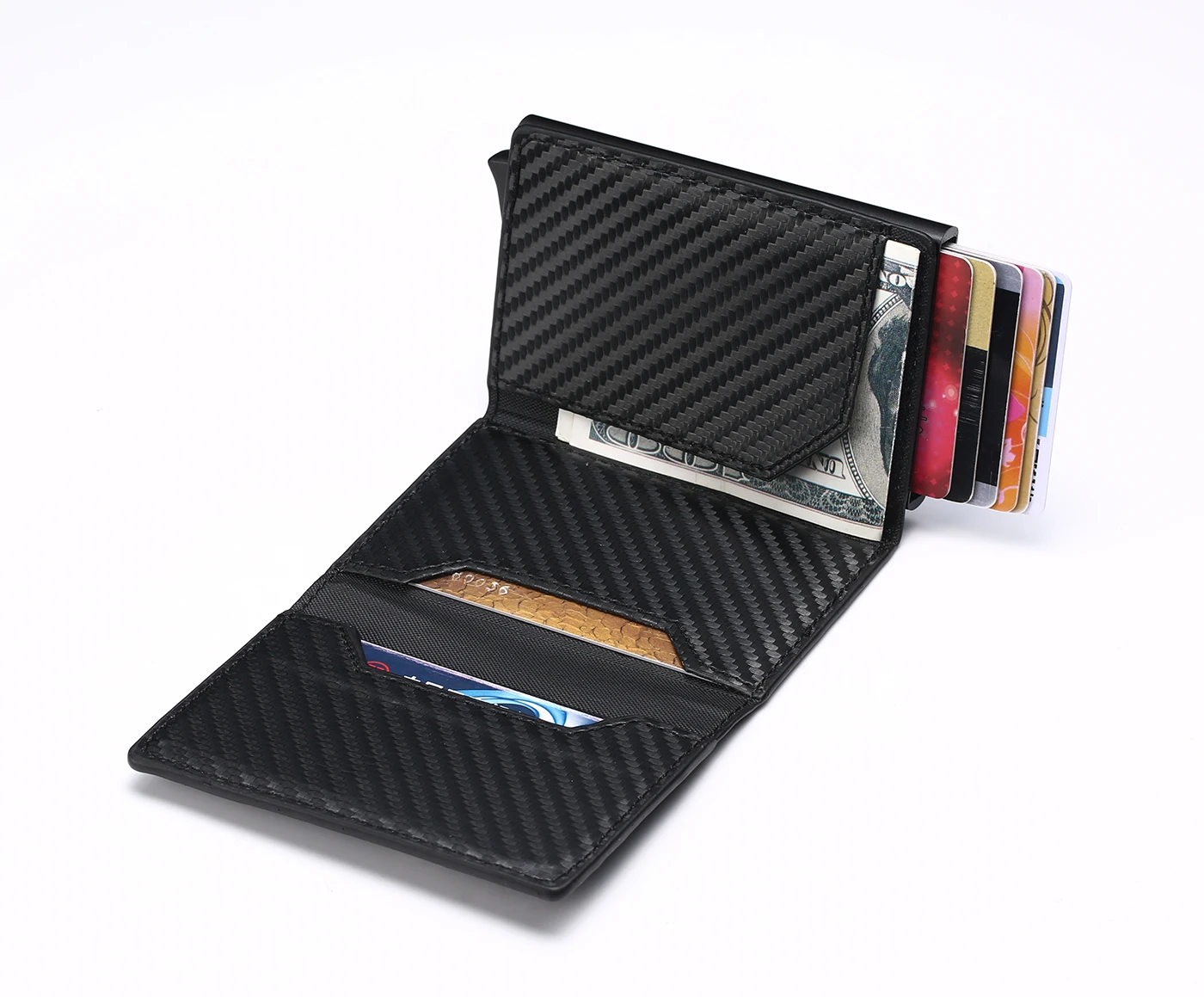 BISI GORO держатель для кредитных карт Высококачественная алюминиевая открытка-коробка кошелек RFID кожаная открытка-раскладушка чехол Магнит карбоновый Кошелек для монет