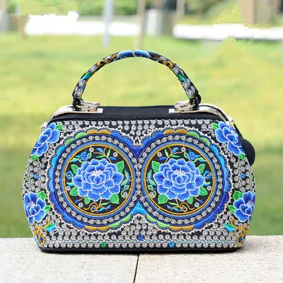 الأزياء المطرزة الوطنية حقيبة يد للتسوق! لطيفة الأزهار التطريز سيدة أعلى-حقائب بيد كل مباراة خمر قماش الناقل
