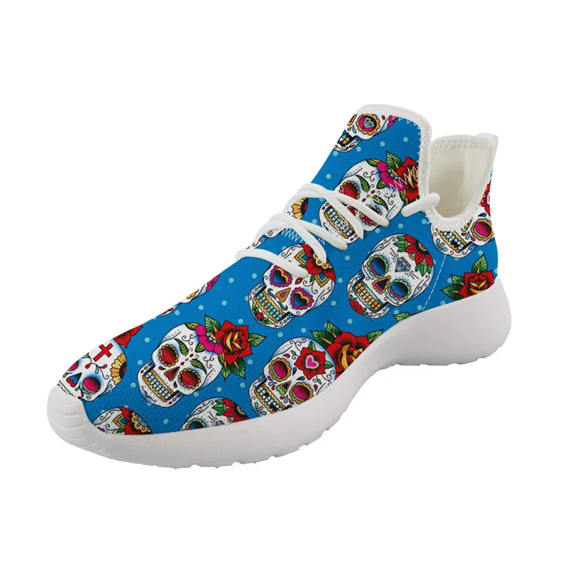 FORUDESIGNS/Классическая вязаная обувь с принтом черепа для женщин; дышащие весенние летние туфли на плоской подошве; удобные кроссовки для женщин; большие размеры - Цвет: L4728Z61