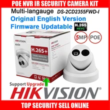 Original HIK English Security Camera DS-2CD2355FWD-I 5MP H.265+Mini Turret CCTV Camera WDR IP Camera POE on-board Storage