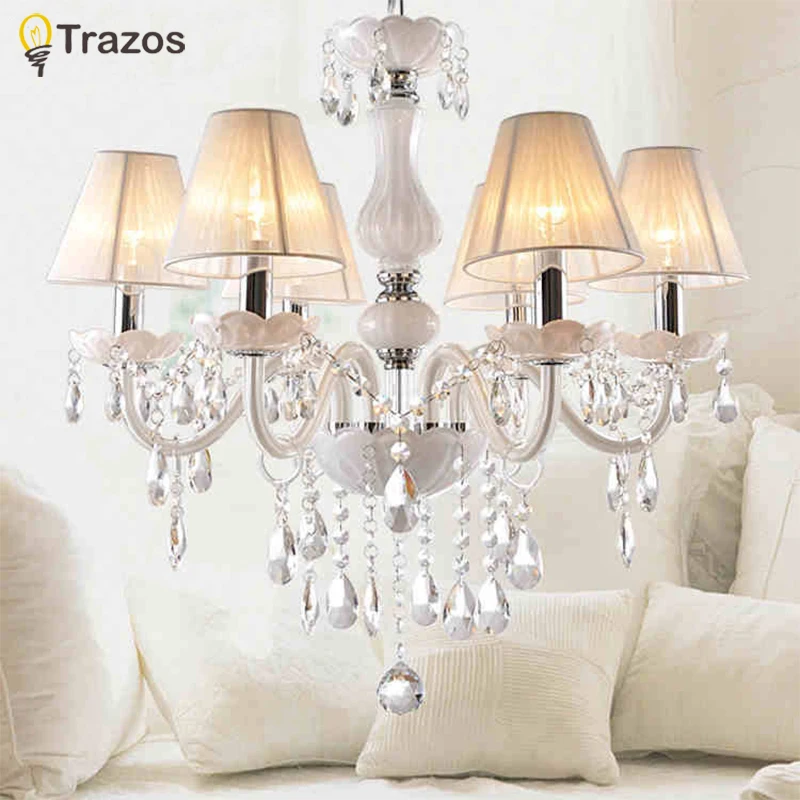 

New Modern White crystal chandeliers for Livingroom Bedroom indoor lamp K9 crystal lustres de teto ceiling chandelier