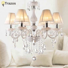 New Modern White crystal chandeliers for Livingroom Bedroom indoor lamp K9 crystal lustres de teto ceiling