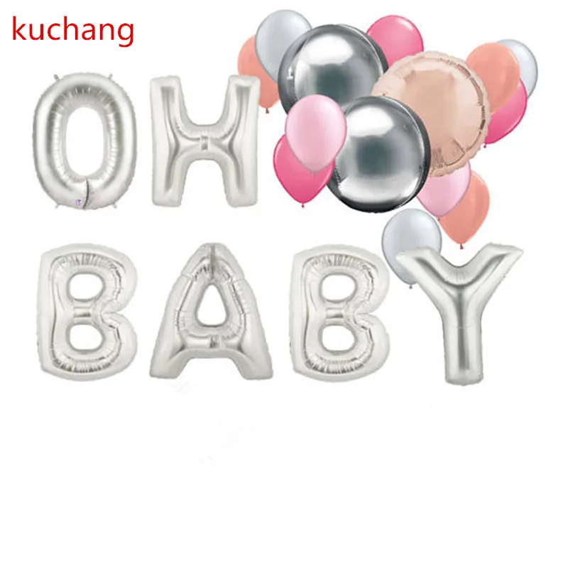 Kuchang 6 шт./лот 16 дюймов &quotOH BABY&quot буквы гелиевые фольгированные воздушные шары
