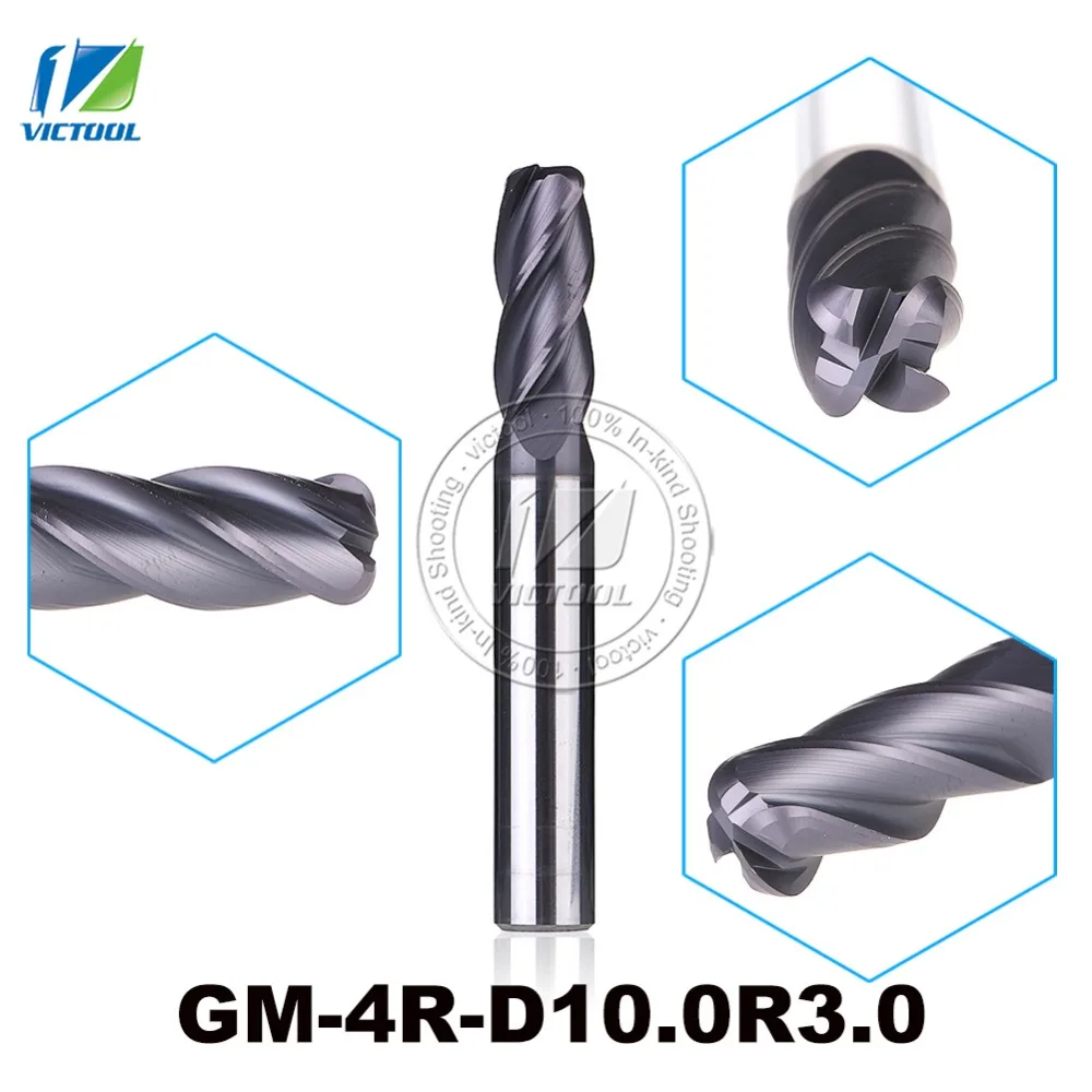 

GM-4R-D10.0R3.0 Cemented Carbide End Mills 4-Flute R End Mills Straight Shank Milling Cutter Metal Drill Bits Cutting Tools
