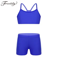 Комплект из двух предметов для девочек, детский купальный костюм, танкини, бикини, топы, топ на бретелях, шорты, детский летний купальник, купальный костюм