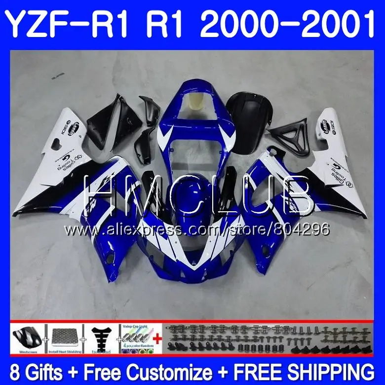 

Bodys For YAMAHA YZF 1000 YZF R 1 YZF R1 00 01 YZF-1000 Frame 108HM12 YZF1000 YZFR1 00 01 YZF-R1 2000 2001 Fairing Blue white !