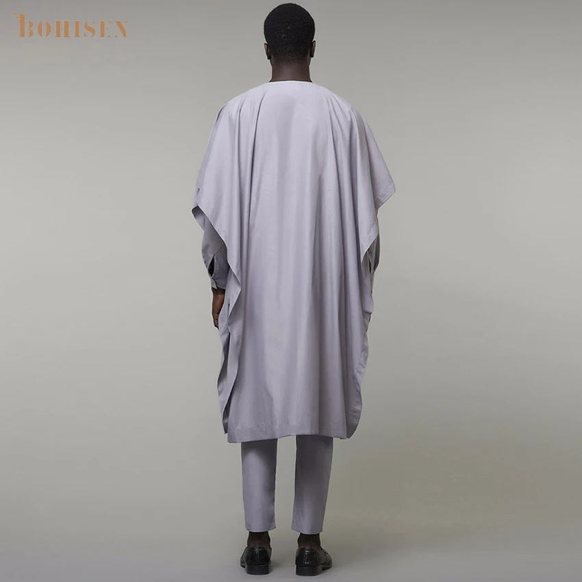 BOHISEN African Print Cotton Men Clothes 3 Pieces Bazin Agbada Long Sleeve Party Vogue Dashiki Formal Dress For Men