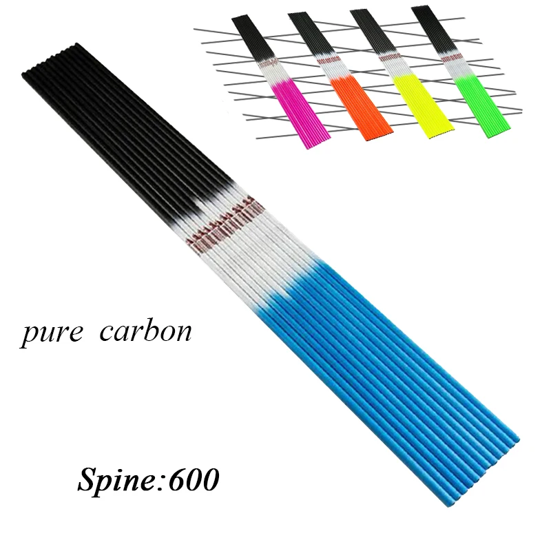 

linkboy archery 12pcs Pure Carbon Arrow Shaft 32" Spine 600 Hunting Bow and Slingshot Archery Compound Bow