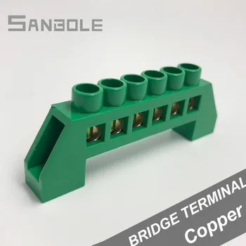 

Terminal Block Row Bridge Type Green 6 Positions Holes Green Shell High Zero Connection Copper Strip 6*9 (10pcs)