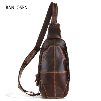 

Men's Vintage Cowhide Genuine Leather Bag Chest Pack Messenger Travel Shoulder Cross Body Sling Pack Chest Casual Bag YS1316