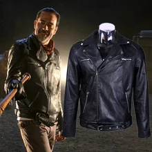 Новый для ходячих мертвецов Negan Мужская зимняя черная кожаная куртка косплэй пальто