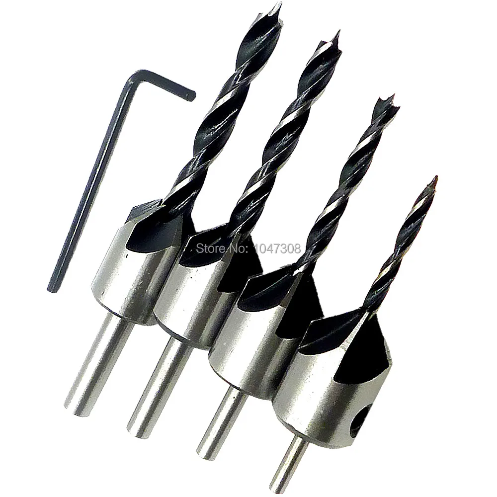 4pcs Hss Counter Sink Bits Wood Countersink Power Tool Bit 3mm 4mm 5mm
