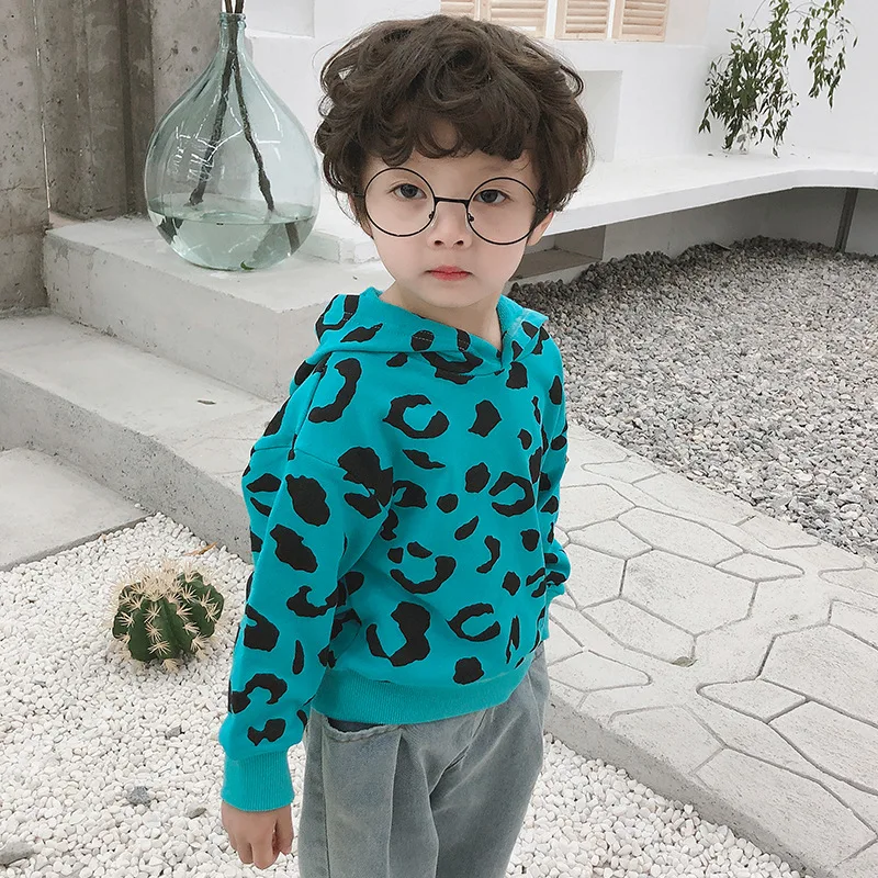 Корейский стиль Весна 2019 модные толстовки с леопардовым принтом для мальчиков и
