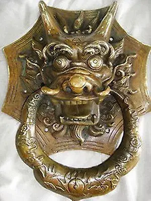 

AMAZING BIG Chinese brass door knocker with dragon carved Garden brass copper Decoration real Brass