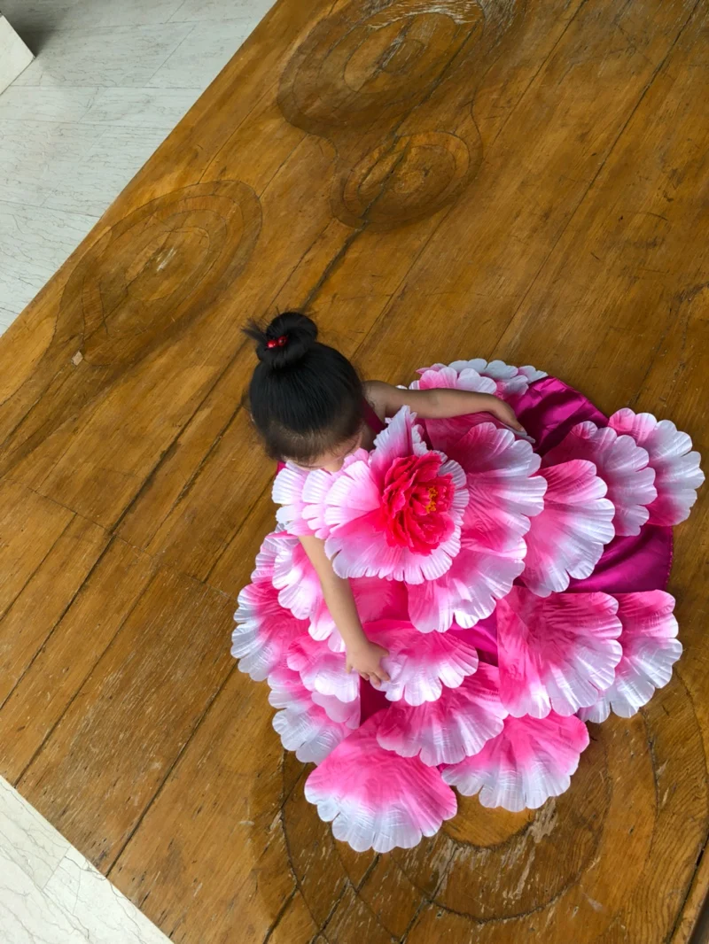 Элегантное детское платье-пачка для девочек с цветочным узором размера плюс; платье с открытыми плечами для Цыганского испанского фламенко; костюмы для латиноамериканских танцев