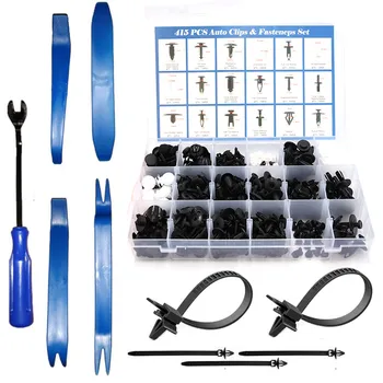 

415PCS Mixed Box Auto Car Fastener Clips Set Vehicle Car Bumper Clips Retainer Rivets with Screwdriver Kits Universal for Ford
