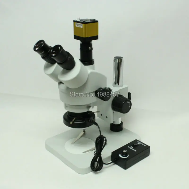 

Continuous Zoom Binocular Visual 7X-45X Trinocular Stereo Microscope+1080P 60FPS HDMI Industrial Microscope Camera+LED Light