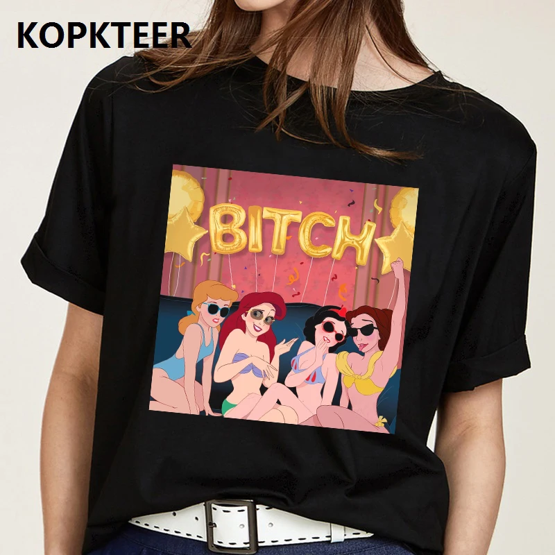 

Women Clothes 2019 Summer Harajuku T Shirt Camiseta Mujer Graphic Tees Sexy Princess Party Black Tops Streetwear Tee Shirt Femme