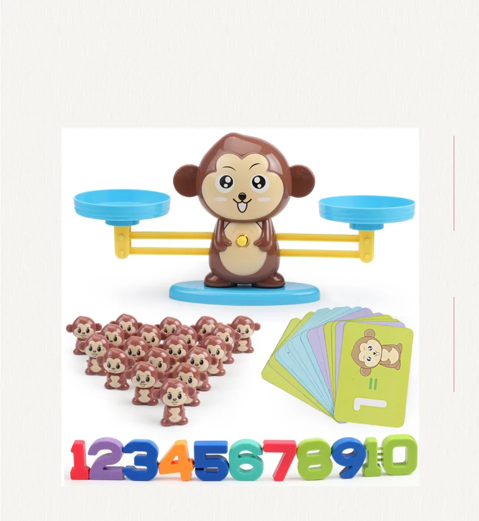 Обучающие цифровые весы, детские игрушки, Детские Обучающие цифровые математические игрушечные весы с обезьяной и Свинкой и щенок-модель на выбор