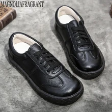 Женские кроссовки; модная дышащая Вулканизированная обувь; повседневная обувь из натуральной кожи на платформе со шнуровкой; Цвет белый; tenis feminino Zapatos De Mujer