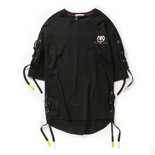 Хип-хоп Летняя мужская футболка с коротким рукавом с боковой повязкой Мужская футболка уличная одежда забавная футболка для мужчин