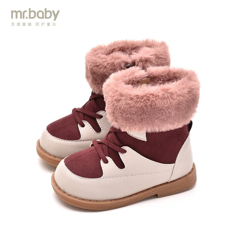 

Mr.baby winter hit color stitching warm baby boots girls toddler shoes