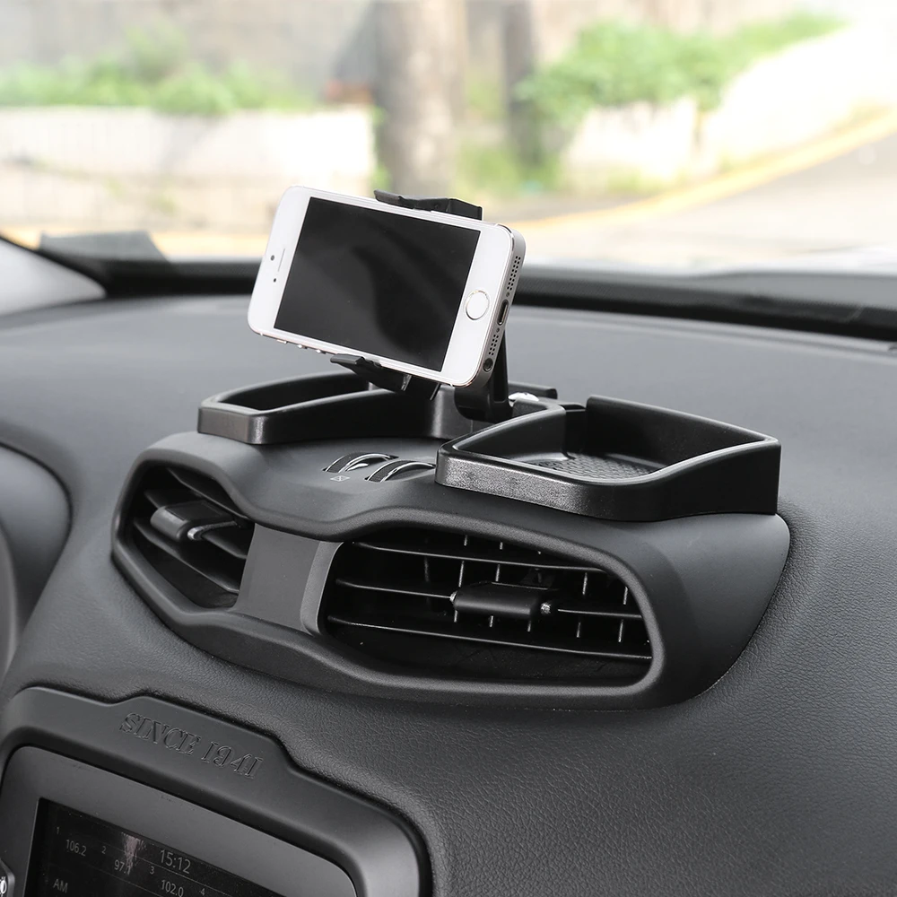 

SHINEKA Car Accessories Universal Car Mobile Phone Mount Stand Holder 360 Degree with Storage Box For Jeep Renegade 2015+
