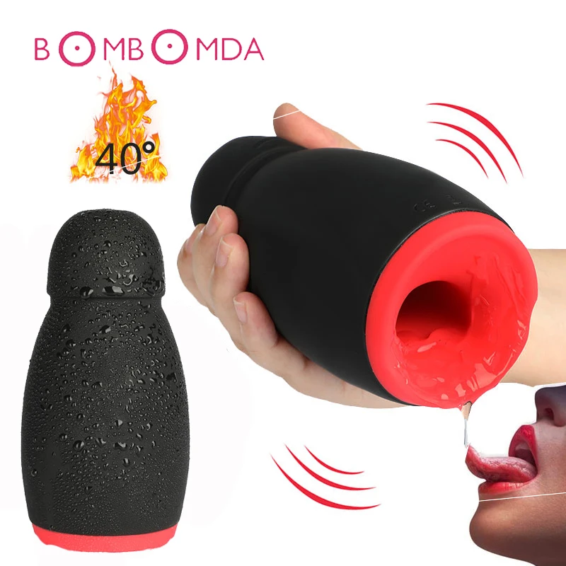 Мужской мастурбатор с автоматическим нагревом оральная киска лижущие игрушки