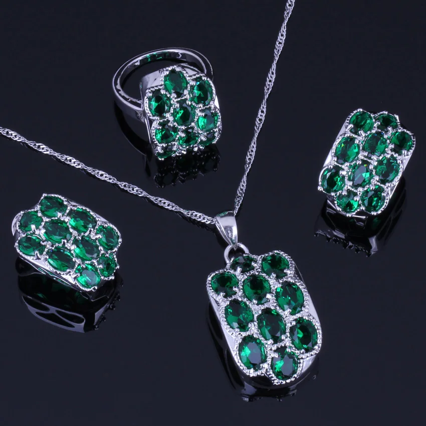 Tanie Znakomita zielona cyrkonia srebrna pozłacana biżuteria sklep