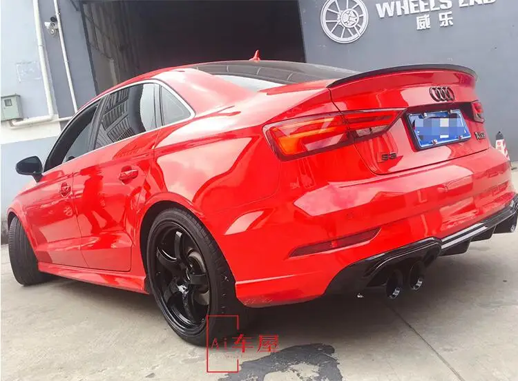 

NEW Carbon Fiber Rear Bumper Lip Spoiler Diffuser Cover FOR NEW Audi A3 S3 RS3 2017 2018 2019 BY EMS