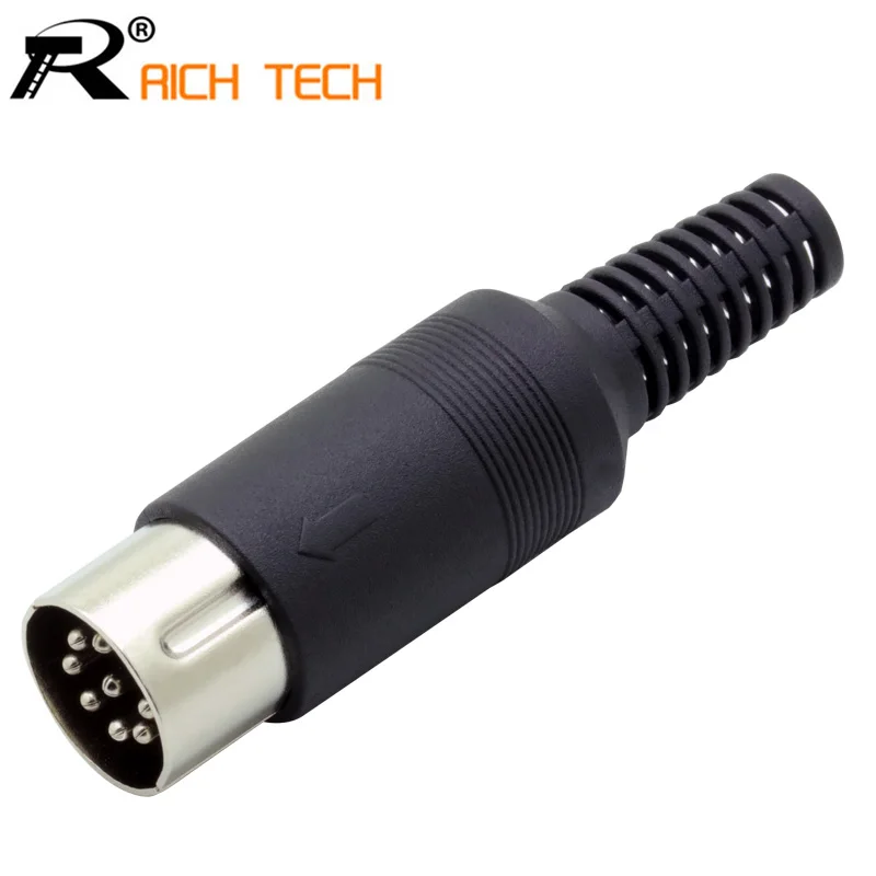 10Pcs 8Pin DIN Male Solder Connector With Plastic Handle Soldering