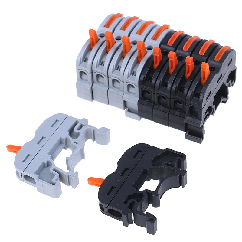 

10 Pcs Black 1 Pin Din Rail Universal Compact Cable Wiring Connector Terminal Block Guide Rail Type Connector