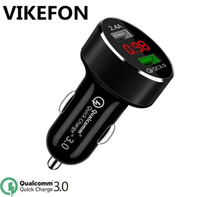 

Car Charger Quick Charge 3.0 +3.1A USB Fast Phone Charger Aluminum LED Display QC 3.0 Car-Charger for Xiaomi iPhone Samsung etc