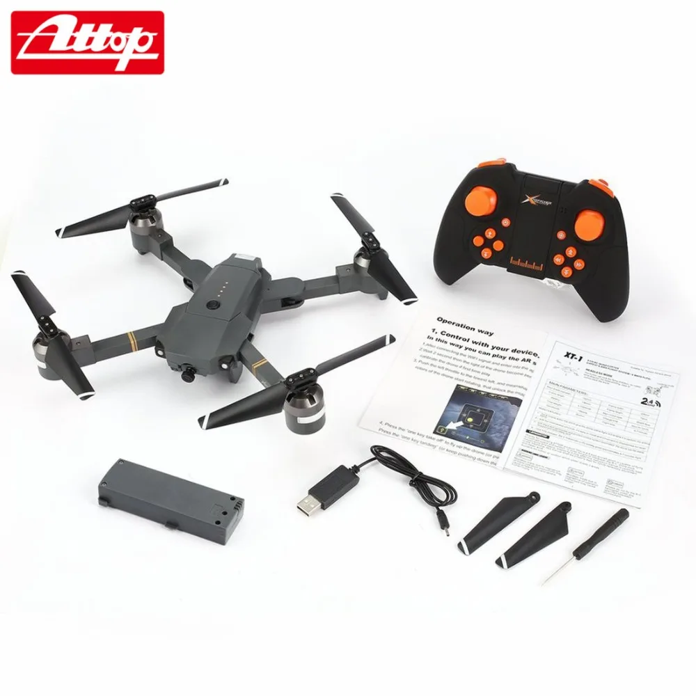 

Attop XT-1 2.4GHz 6-axis Gyro Foldable Drone Wi-Fi 2MP HD Camera FPV RC Quadcopter with Headless Mode Altitude Hold 3D Flips hz