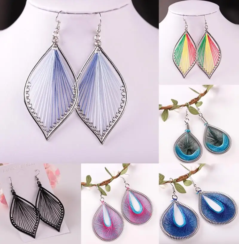 

Multistyle Geometric Waterdrop Leaf Oval Dangle Earring Fahion Creative Chic Handmade Wire Wrapped Hook Earrings Korean Jewelry