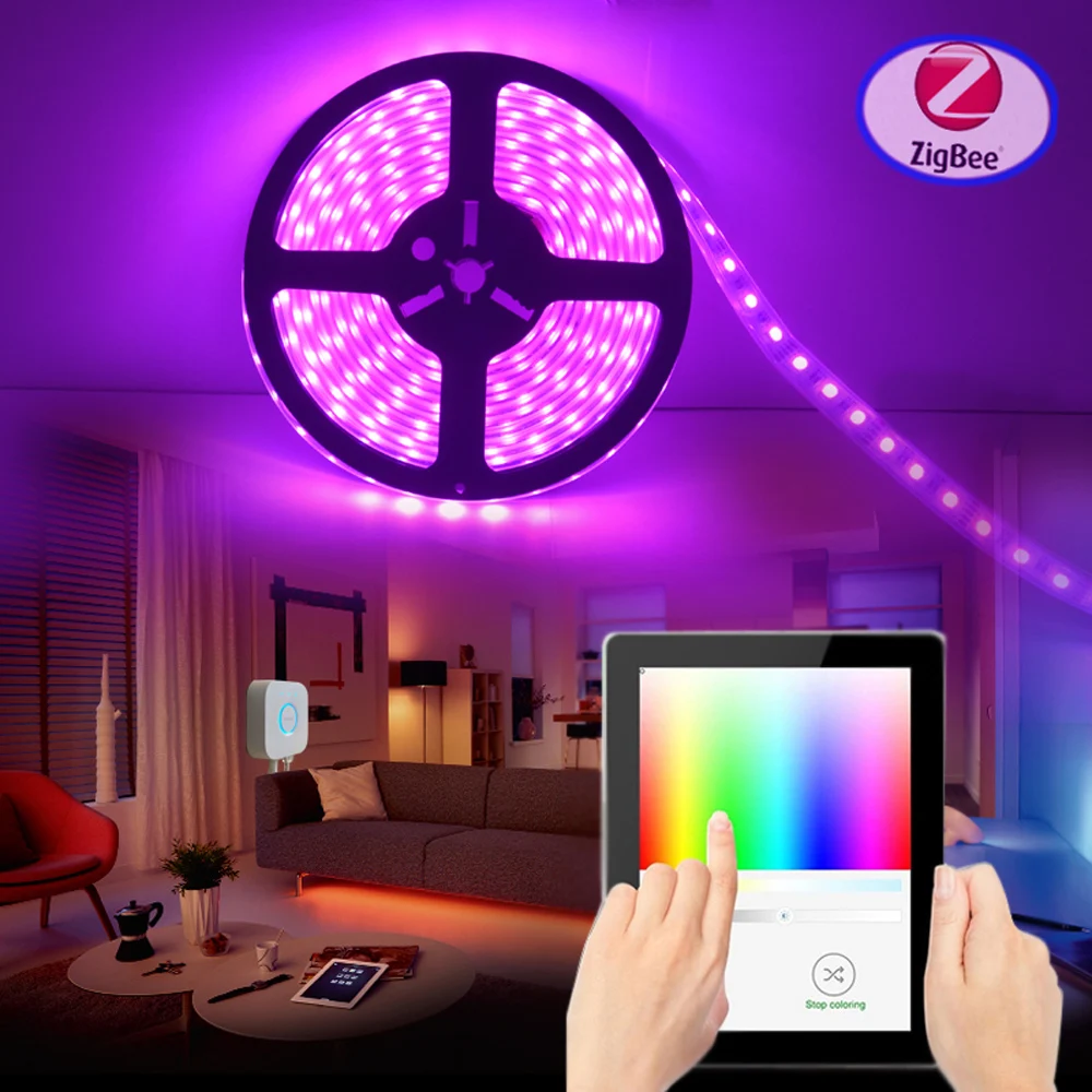 Светодиодная лента Zigbee RGB RGBW + блок питания и котроллер работают с основным мостом