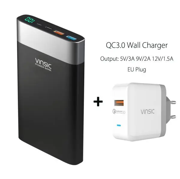 Vinsic 20000 мАч Внешний аккумулятор Quick Charge 3,0 Двусторонняя Быстрая зарядка type-C Dual USB зарядное устройство для iPhone X 8 8 Plus Xiaomi - Цвет: CW113