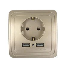 Лучший двойной USB порт 2A настенное зарядное устройство адаптер штепсельная розетка ЕС розетка панель заземленная электрическая настенная Зарядка адаптер зарядка