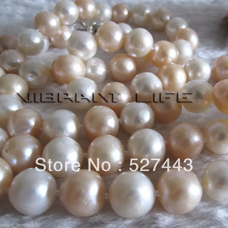 Red freshwater Cultured pearl Necklace 10-12mm 34/"