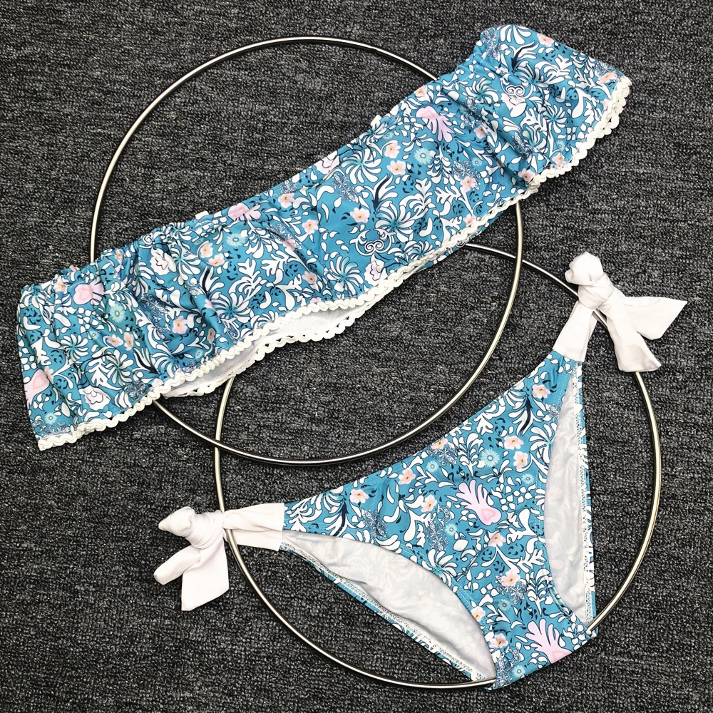 EVAW Blue Retro Swimwear Off The Shoulder Bikini Set Sexy Strapless Beach Wear Floral Print Bathing Swimsuit Bathing Suit Women HTB13pd7X. rK1Rjy0Fcq6zEvVXav - EVAW Blue Retro Swimwear Off The Shoulder Bikini Set Sexy Strapless Beach Wear Floral Print Bathing Swimsuit Bathing Suit Women