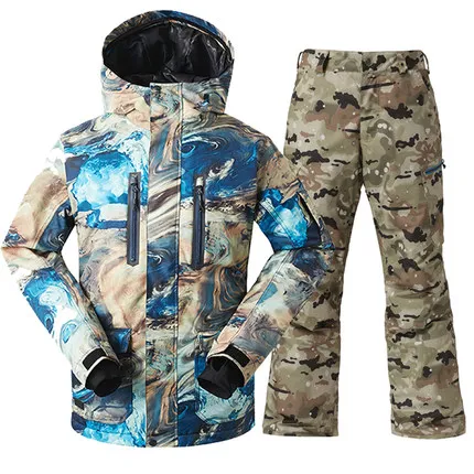 GSOU снег Для мужчин; лыжный костюм нападение Костюмы Зима ветрозащитный Теплый утолщение Водонепроницаемый лыжная куртка+ лыжные штаны для Для мужчин