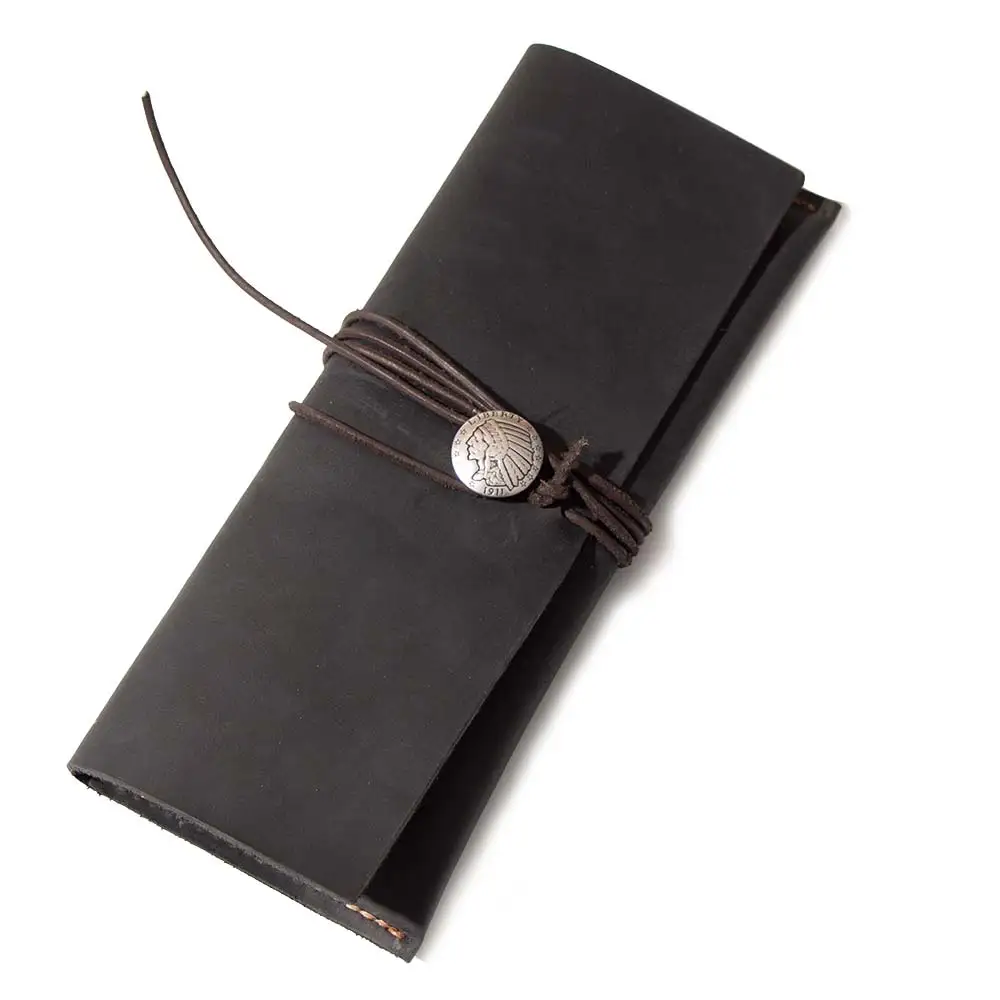 Чехол-карандаш из натуральной кожи, канцелярские товары ручной работы, сумка в винтажном стиле, черные аксессуары из воловьей кожи, контейнер для ноутбука
