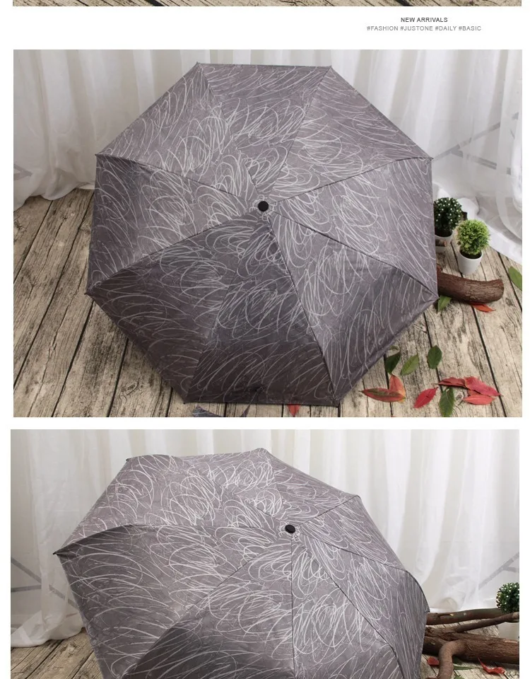 FGHGF творческий японский стиль Зонт с черной Подкладкой Дождь Женщины Три Складной Защита от солнца руководство Sunny ParaguasLluvia Mujeres