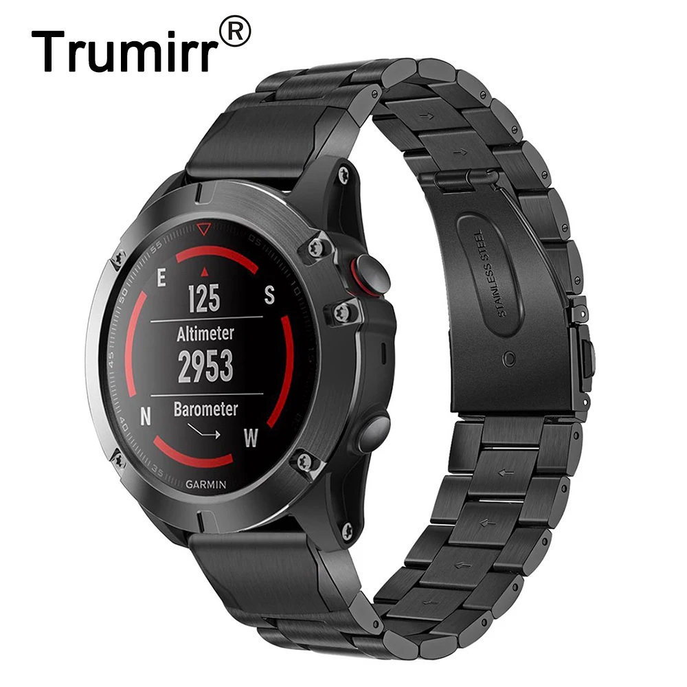 Ремешок из нержавеющей стали для наручных часов Garmin Fenix 5X/5X Plus/3/3 HR/тактикс Bravo/Quatix