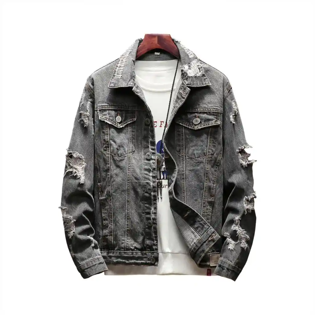 Grey distressed jean jacket Clearance