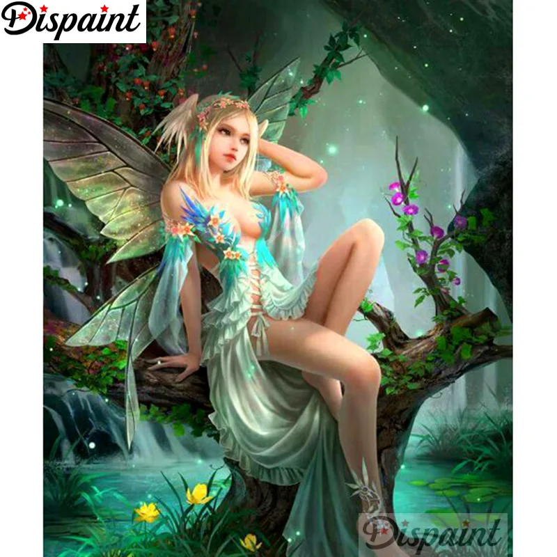 

Dispaint Full Square/Round Drill 5D DIY Diamond Painting "butterfly fairy" Embroidery Cross Stitch 3D Home Decor A10966